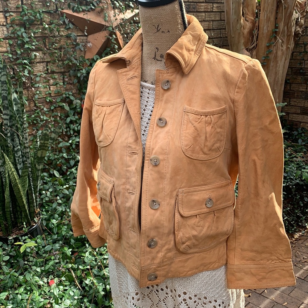 Soft Real Leather Banana Republic, cropped sleeve jacket, Size Small
